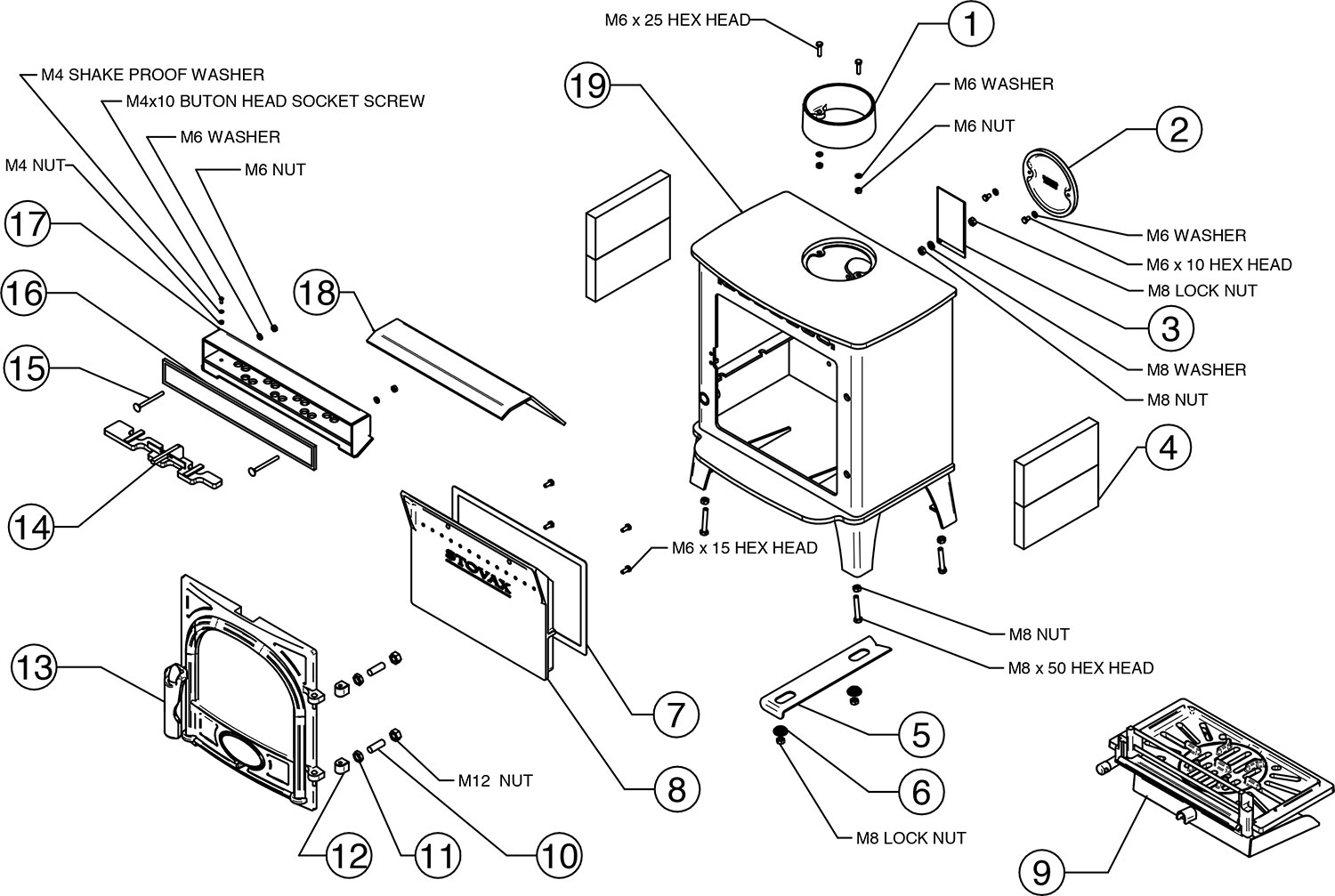Mk2 Stockton 6 Multi Fuel Stove - Stovax Spare Parts