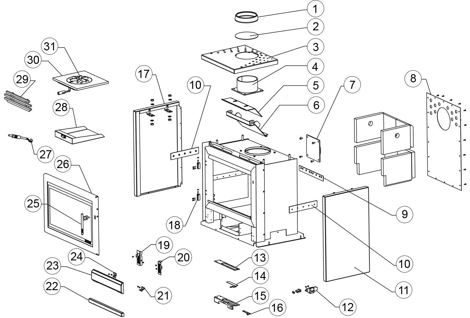 Riva F76 Freestanding Wood Burning Stove dw - Stovax Spare Parts