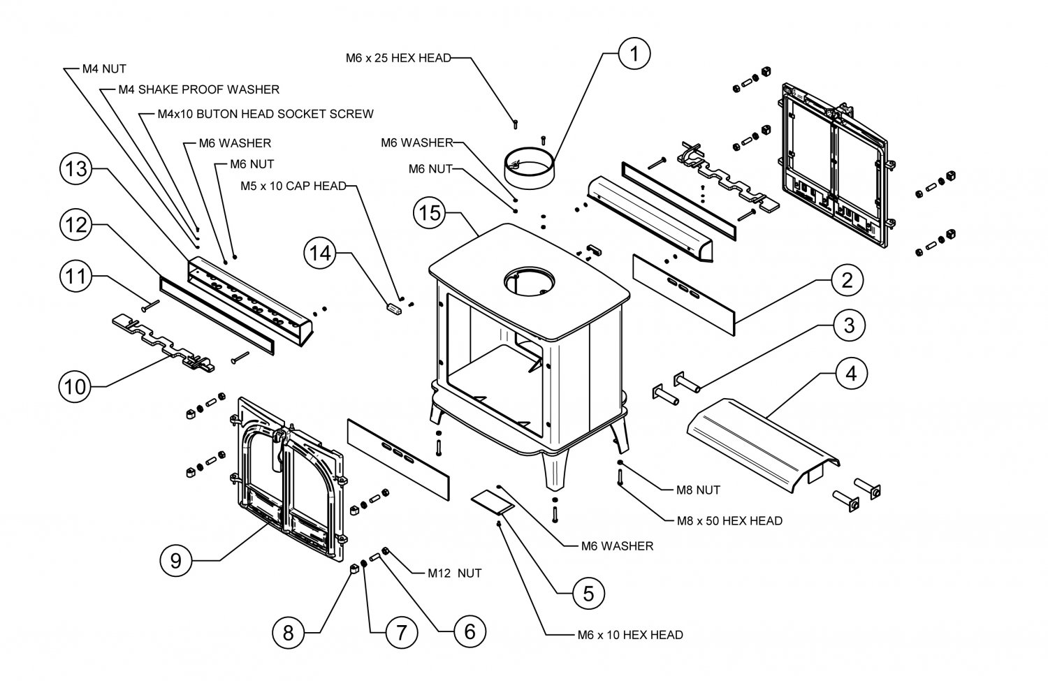 Mk2 Stockton 11 Flat Top Double Sided Stove - Stovax Spare Parts