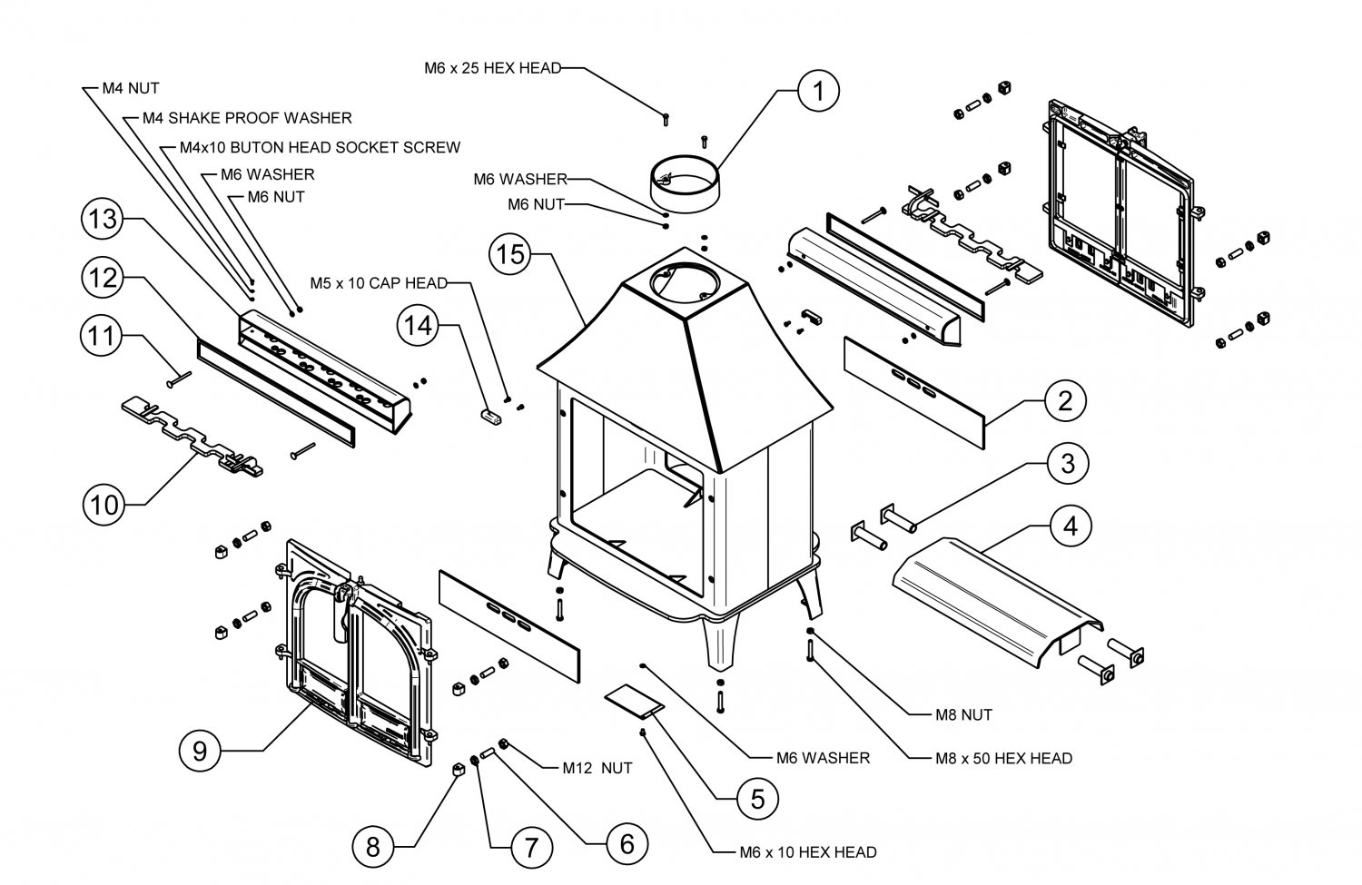 Mk2 Stockton 11 High Canopy Double Sided Stove - Stovax Spare Parts